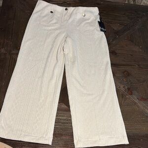 Jules & Leopold Cream Wide-Leg Pants